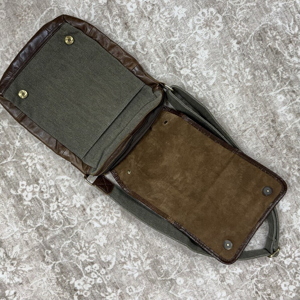 Carraig Donn Ireland Leather /Canvas Front Flap Messenger Shoulder Crossbody Bag - Picture 6 of 15